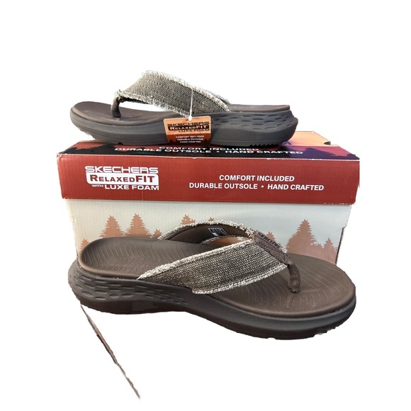 Skechers Other - Skechers Relaxed Fit With Luxe Foam Flip Flops Brown 205225/CHOC Men Size 8